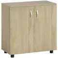 Vinsetto Two-Tier Locking Office Storage Cabinet - Oak - 1