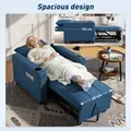 HOMCOM 3-in-1 Single Sofa Bed, Convertible Sleeper Chair Bed - Dark Blue - 6