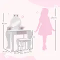 ZONEKIZ Bunny-Design Kids Dressing Table, with Mirror and Stool - White and Pink - 3
