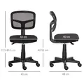 Vinsetto Small Office Chair without Arms, Ergonomic Swivel Mesh Desk Chair with Curved Back and Wheels, Height Adjustable, for Home Vanity Computer Dressing Table Study Bedroom, Holds Up to 120 kg - 3