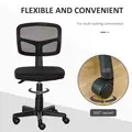 Vinsetto Small Office Chair without Arms, Ergonomic Swivel Mesh Desk Chair with Curved Back and Wheels, Height Adjustable, for Home Vanity Computer Dressing Table Study Bedroom, Holds Up to 120 kg - 6