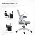 Vinsetto Mesh Office Chair, Desk Chair with Lumbar Support, Flip-up Armrest, Swivel Wheels, Adjustable Height, Grey - 4