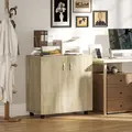 Vinsetto Two-Tier Locking Office Storage Cabinet - Oak - 2