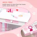 ZONEKIZ 3PCs Kids Bedroom Furniture Set with Bed, Dressing Table and Stool, Princess Themed, for 3-6 Years Old, Pink - 5