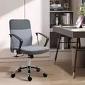 Vinsetto Office Chair Linen Fabric Swivel Computer Desk Chair Home Study Adjustable Chair with Wheels, Grey - 2