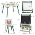 ZONEKIZ Kids Table and Chair Set and Kids Easel with Paper Roll, Storage Baskets, Kids Activity Furniture Set, Green - 3