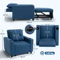HOMCOM 3-in-1 Single Sofa Bed, Convertible Sleeper Chair Bed - Dark Blue - 3