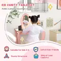ZONEKIZ Kids Bedroom Furniture Set Includes Bed Frame, Toy Chest, Dressing Table for Ages 3-6 Years, Pink - 5