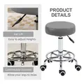 Vinsetto PU Leather Rolling Stool, Height Adjustable Stool Chair with Wheels for Salon, Massage, Spa, Grey - 8