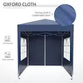 Outsunny 2 x 2 m Garden Pop Up Gazebo, Wedding Party Tent Marquee, Water Resistant Awning Canopy with Sidewalls, Windows, Carry Bag, Blue - 7