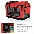 PawHut Foldable Pet Carrier for Small and Miniature Dogs, Portable Cat Carrier Soft Side Pet Travel Crate with Removable Mat, Storage Bags, Breathable Mesh Window 60 x 42 x 42cm - Red - 3