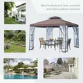 Outsunny 3 x 3(m) Patio Gazebo Canopy Garden Pavilion Tent Shelter with 2 Tier Roof and Mosquito Netting, Steel Frame, Coffee - 7