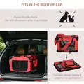 PawHut Foldable Pet Carrier for Small and Miniature Dogs, Portable Cat Carrier Soft Side Pet Travel Crate with Removable Mat, Storage Bags, Breathable Mesh Window 60 x 42 x 42cm - Red - 7