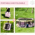PawHut Fabric Pet Whelping Box Dog Cat Puppy Playpen Rabbit Guinea Pig Play Pen in Pink With Carry Bag Small Dia 90 x 41Hcm - 6