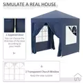 Outsunny 2 x 2 m Garden Pop Up Gazebo, Wedding Party Tent Marquee, Water Resistant Awning Canopy with Sidewalls, Windows, Carry Bag, Blue - 6