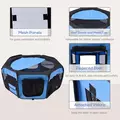 PawHut Portable Cat Dog Playpen Pet Puppy Rabbit Guinea Pig Pen Run Dia 90 x 41H cm Indoor & Outdoor Blue - 5