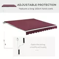 Outsunny Manual Retractable Awning, 3x2.5 m-Red - 4