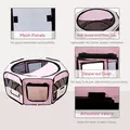 PawHut Portable Cat Dog Playpen Pet Puppy Rabbit Guinea Pig Pen Run Dia 90 x 41H cm Indoor & Outdoor Pink - 5