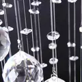 HOMCOM Modern Crystal Chandelier Ceiling Light Pendant Lamp Chrome Finish Glass Droplets New, Ф30 x 120cm - 8