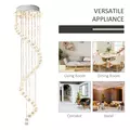 HOMCOM Modern Crystal Chandelier Ceiling Light Pendant Lamp Chrome Finish Glass Droplets New, Ф30 x 120cm - 7