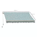 Outsunny Manual Retractable Awning, size (4m x3m)-Green/White Stripes - 3