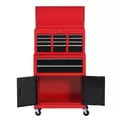 HOMCOM Tool Chest, Metal Tool Cabinet on Wheels with 6 Drawers, Pegboard, Top Chest and Roller Cabinet Combo, 61.6 x 33 x 108cm, Red and Black - 8