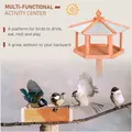 PawHut Wooden Bird Table Free Standing Feeder Garden Sheltered Feeding Station Parrot Stand Birdhouse Φ40x113cm - 6