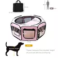 PawHut Portable Cat Dog Playpen Pet Puppy Rabbit Guinea Pig Pen Run Dia 90 x 41H cm Indoor & Outdoor Pink - 3