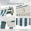 Outsunny Manual Retractable Awning, size (4m x3m)-Green/White Stripes - 6