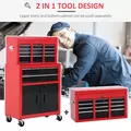 HOMCOM Tool Chest, Metal Tool Cabinet on Wheels with 6 Drawers, Pegboard, Top Chest and Roller Cabinet Combo, 61.6 x 33 x 108cm, Red and Black - 4