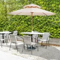 Outsunny 2.7m Wooden Parasol Elegant Two-Tier Design Garden Parasol Umbralle for Outdoor Shade, Beige - 2