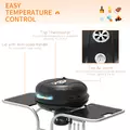 Outsunny Portable Charcoal Kettle Grill Outdoor Barbecue Trolley BBQ Heat Smoker Grilling with 2 Wheels, Storage Shelf and 4 Hooks, Free Standing, Black - 5