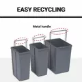 HOMCOM Kitchen Recycle Waste Bin Pull Out Soft Close Dustbin Recycling Cabinet Trash Can Grey (40L (1x20L+2x10L)) - 4