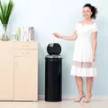 HOMCOM Motion Sensor Bin with Inner Bucket, 50L Hands-Free Touchless Kitchen Bin, Galvanised Steel Cylindrical Automatic Trash Can with Soft Close, Dustbin, Black - 2