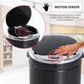 HOMCOM Motion Sensor Bin with Inner Bucket, 50L Hands-Free Touchless Kitchen Bin, Galvanised Steel Cylindrical Automatic Trash Can with Soft Close, Dustbin, Black - 5
