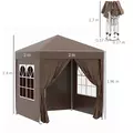 Outsunny 2 x 2 m Garden Pop Up Gazebo, Wedding Party Tent Marquee, Water Resistant Awning Canopy with Sidewalls, Windows, Carry Bag, Coffee - 3