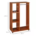 HOMCOM Open Wardrobe on Wheels, Bedroom Wardrobe with Clothes Hanging Rail, 3 Storage Shelves, Mobile Garment Rack for Cloakroom, Hallway, Walnut - 3