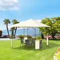 Outsunny 3 x 3 Meters Patio Garden Metal Gazebo Marquee Steel Frame with Canopy Awning Tent Water Resistant Cream - 2