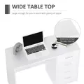 HOMCOM Computer Desk with Drawers, Dressing Table, High Gloss Home Office Writing Workstation, White - 5