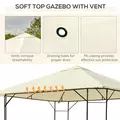 Outsunny 3 x 3 Meters Patio Garden Metal Gazebo Marquee Steel Frame with Canopy Awning Tent Water Resistant Cream - 5