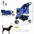 PawHut 3 Wheel Pet Stroller for Small and Miniature Dogs, Blue - 3