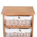 HOMCOM 5 Drawer Dresser Wicker Basket Storage Shelf Unit Wooden Frame Home Organisation Cabinet Bedroom Office Furniture Natural Finish - 7