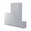 HOMCOM High Gloss 3 Piece Trio Bedroom Furniture Set Wardrobe + Chest Of Drawer + Bedside White - 1