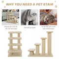 PawHut Dog Steps for Bed 4 Step Pet Stairs for Sofa Dog Cat Climb Ladder 63x43x60 cm Cream - 5