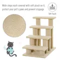 PawHut Dog Steps for Bed 4 Step Pet Stairs for Sofa Dog Cat Climb Ladder 63x43x60 cm Cream - 4