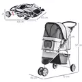 PawHut 3 Wheel Pet Stroller for Small and Miniature Dogs, Grey - 3
