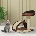 PawHut Cat Tree Scratching Scratcher Post Kitten Activity Centre Climber Hanging Ball Brown - 2