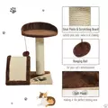 PawHut Cat Tree Scratching Scratcher Post Kitten Activity Centre Climber Hanging Ball Brown - 5