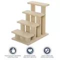 PawHut Dog Steps for Bed 4 Step Pet Stairs for Sofa Dog Cat Climb Ladder 63x43x60 cm Cream - 6