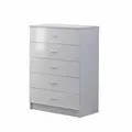 HOMCOM High Gloss 3 Piece Trio Bedroom Furniture Set Wardrobe + Chest Of Drawer + Bedside White - 6